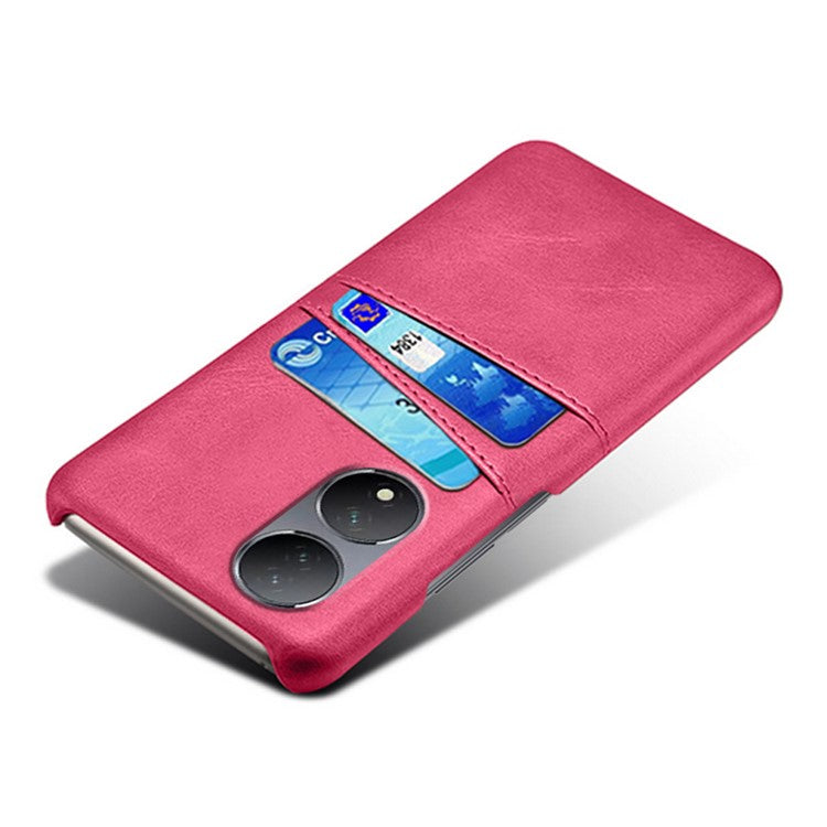 For vivo Y100 5G Drop Protection Phone Case Dual Card Slots PU Leather Coated PC Cover - Rose