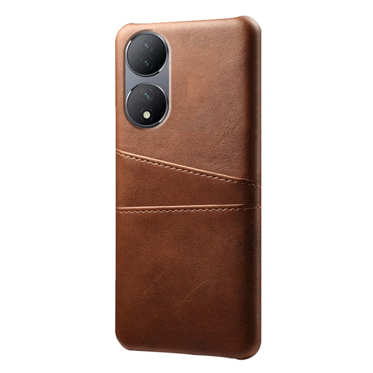 For vivo Y100 5G Drop Protection Phone Case Dual Card Slots PU Leather Coated PC Cover - Brown