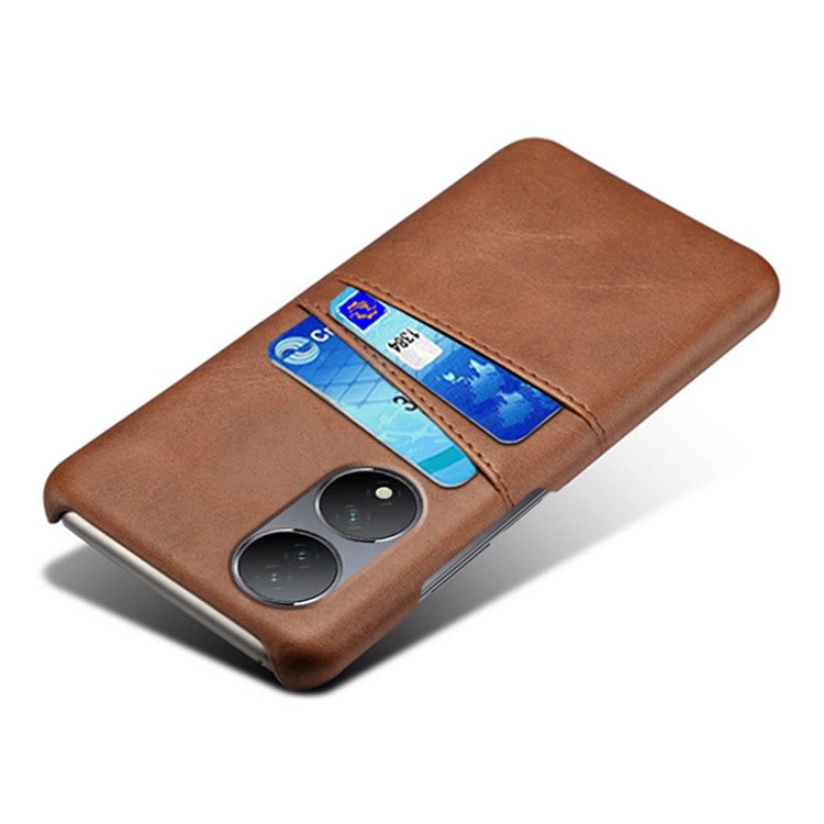 For vivo Y100 5G Drop Protection Phone Case Dual Card Slots PU Leather Coated PC Cover - Brown