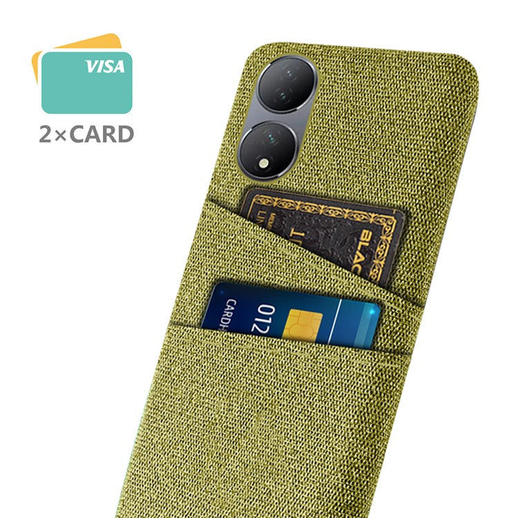 Dual Card Slots Phone Case for vivo Y100 5G , Hard PC + Cloth Cell Phone Cover - Yellow