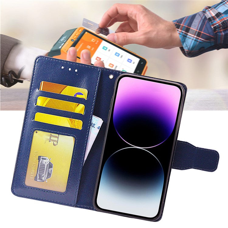 For vivo S16e 5G Textured PU Leather Protective Case Anti-Drop Wallet Phone Stand Shell  - Sapphire