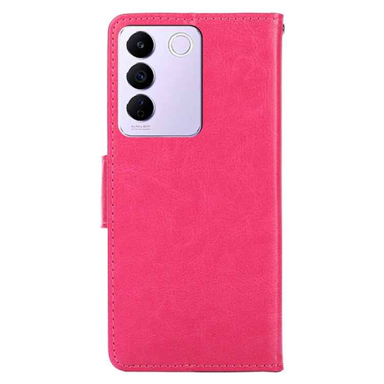 For vivo S16e 5G Textured PU Leather Protective Case Anti-Drop Wallet Phone Stand Shell  - Rose