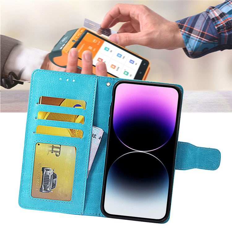 For vivo S16e 5G Textured PU Leather Protective Case Anti-Drop Wallet Phone Stand Shell  - Baby Blue