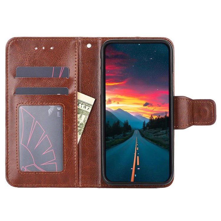 For vivo S16e 5G Textured PU Leather Protective Case Anti-Drop Wallet Phone Stand Shell  - Brown