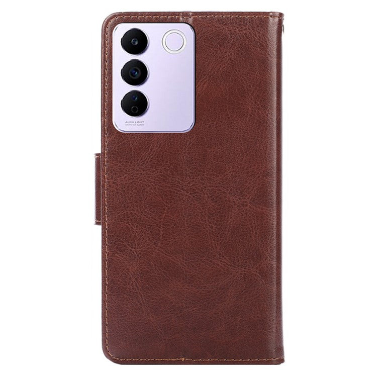 For vivo S16e 5G Textured PU Leather Protective Case Anti-Drop Wallet Phone Stand Shell  - Brown