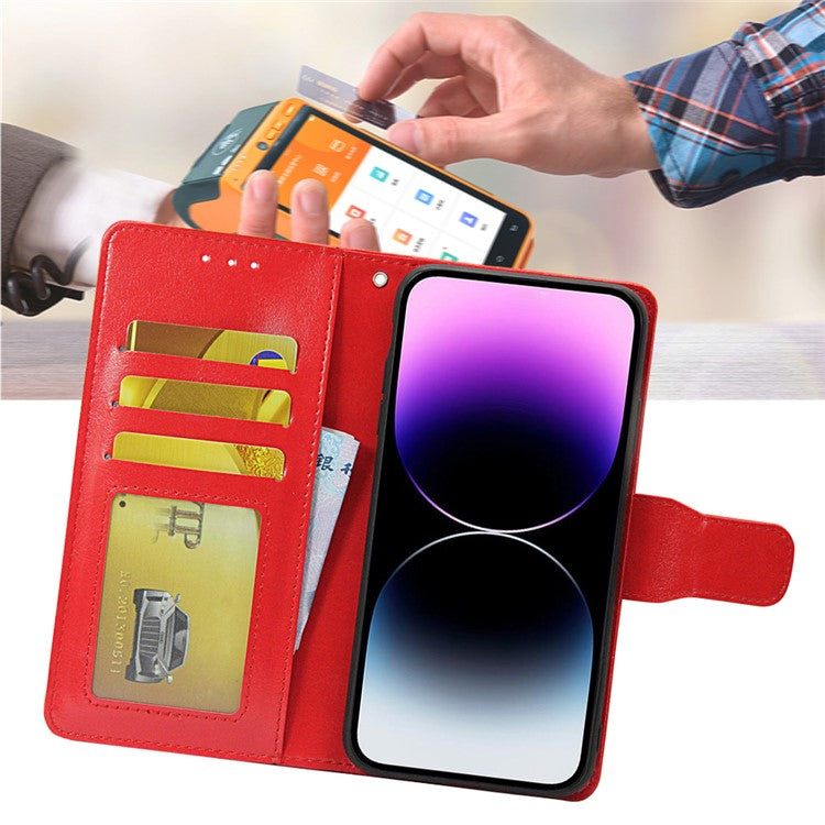 For vivo S16e 5G Textured PU Leather Protective Case Anti-Drop Wallet Phone Stand Shell  - Red