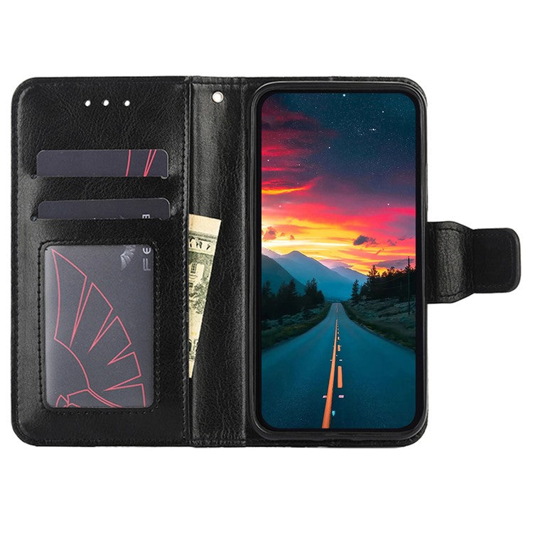 For vivo S16e 5G Textured PU Leather Protective Case Anti-Drop Wallet Phone Stand Shell  - Black