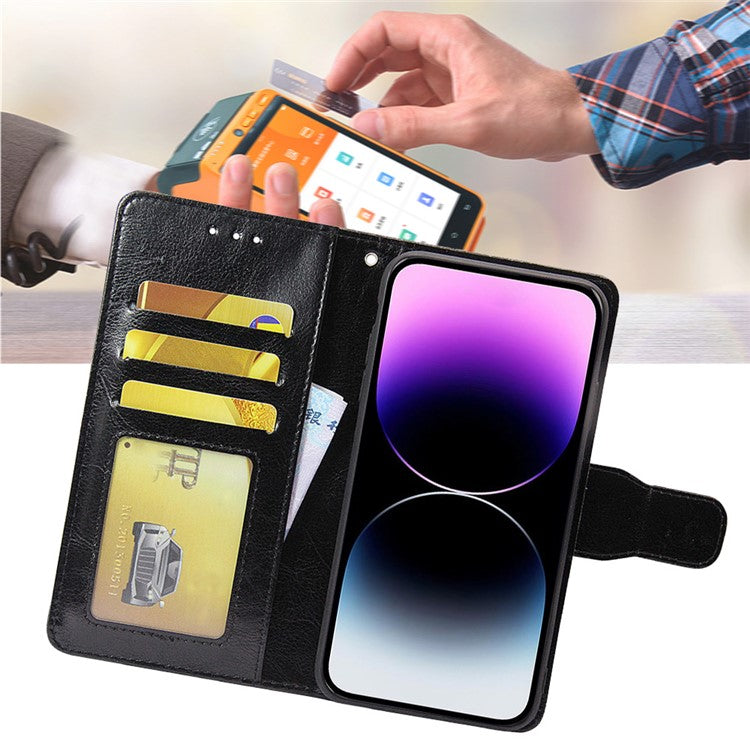 For vivo S16e 5G Textured PU Leather Protective Case Anti-Drop Wallet Phone Stand Shell  - Black