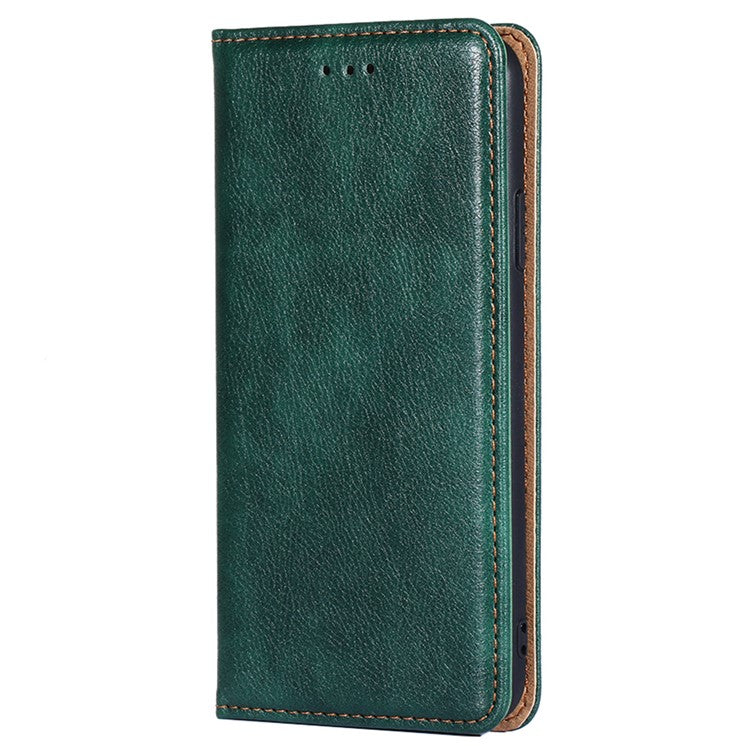 For vivo S16e 5G PU Leather Wallet Stand Case Magnetic Closing Anti-drop Phone Cover - Green