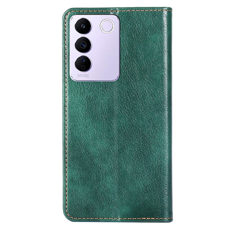 For vivo S16e 5G PU Leather Wallet Stand Case Magnetic Closing Anti-drop Phone Cover - Green