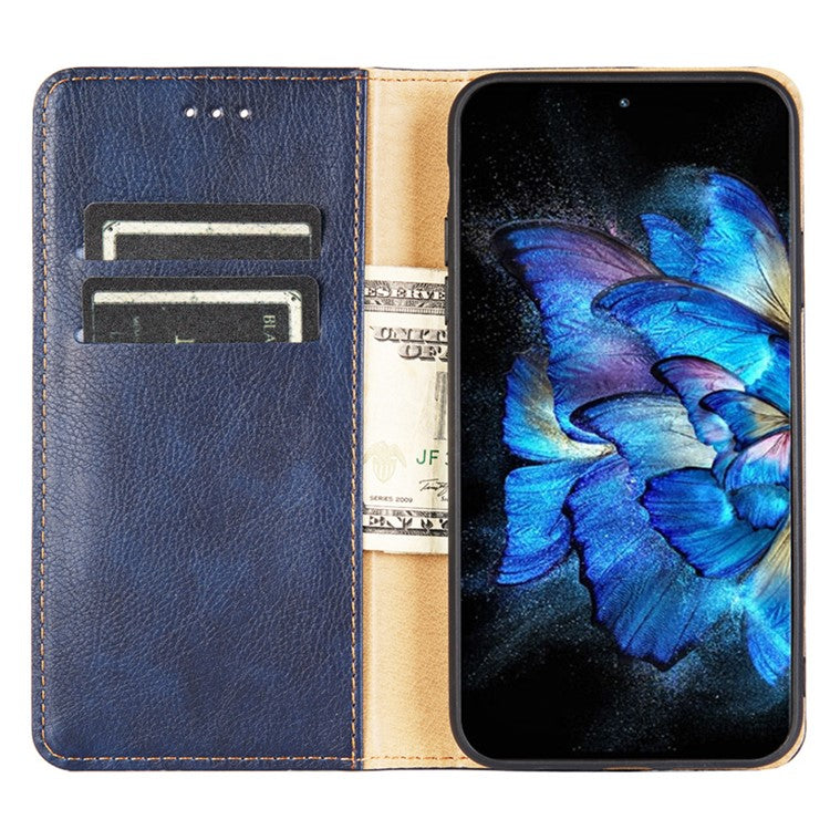 For vivo S16e 5G PU Leather Wallet Stand Case Magnetic Closing Anti-drop Phone Cover - Black