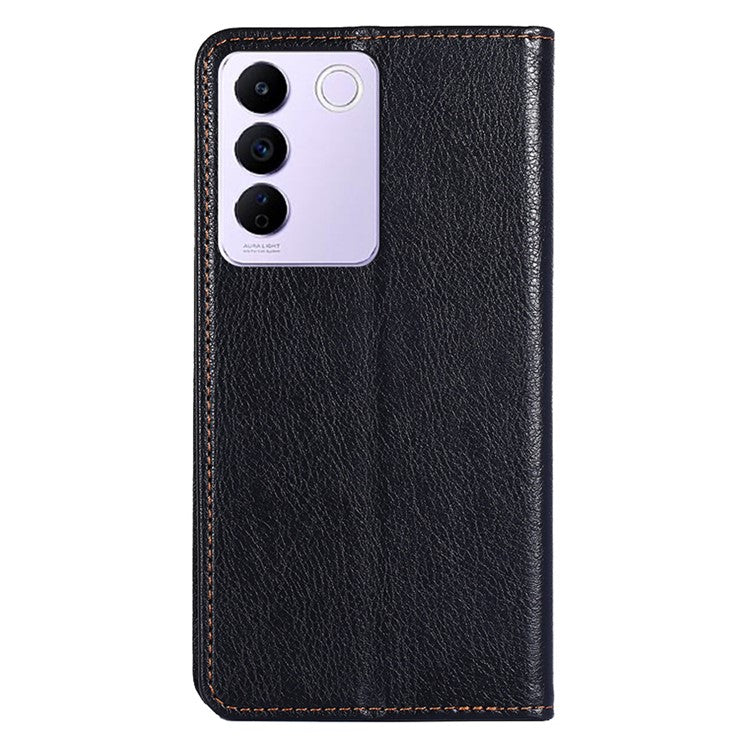 For vivo S16e 5G PU Leather Wallet Stand Case Magnetic Closing Anti-drop Phone Cover - Black