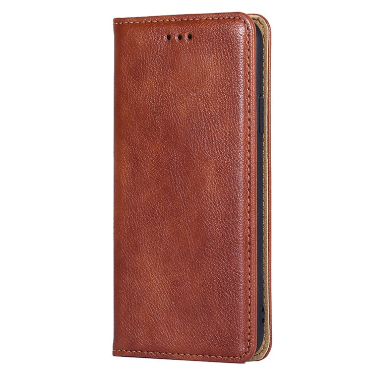 For vivo S16e 5G PU Leather Wallet Stand Case Magnetic Closing Anti-drop Phone Cover - Brown