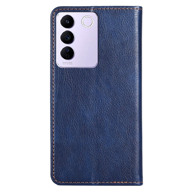 For vivo S16e 5G PU Leather Wallet Stand Case Magnetic Closing Anti-drop Phone Cover - Blue