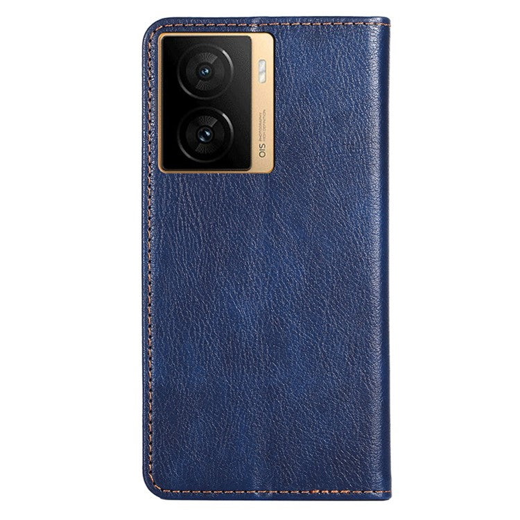 PU Leather Phone Case Wallet for vivo iQOO Z7 5G , Stand Design Magnetic Closing Anti-drop Phone Cover - Blue