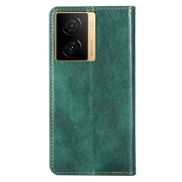 PU Leather Phone Case Wallet for vivo iQOO Z7 5G , Stand Design Magnetic Closing Anti-drop Phone Cover - Green