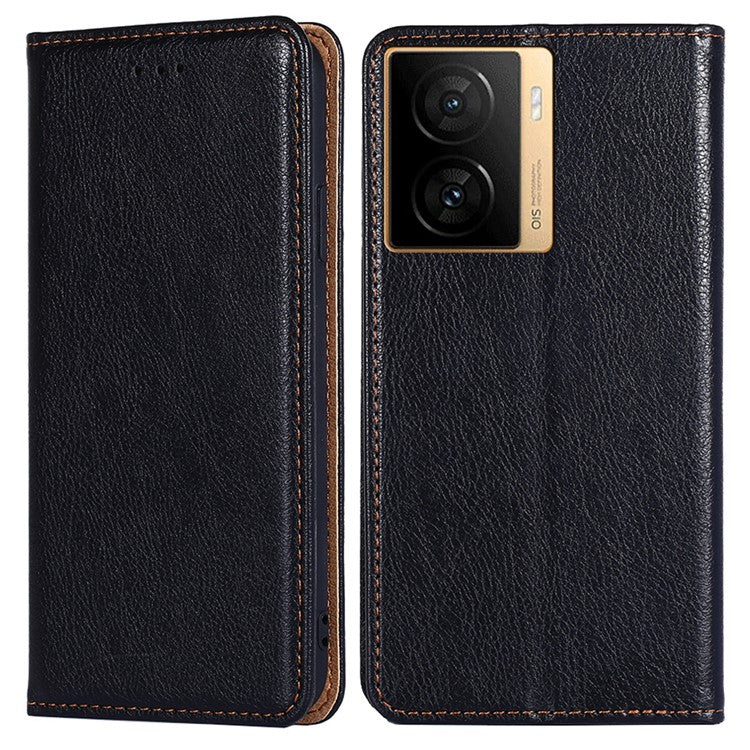 PU Leather Phone Case Wallet for vivo iQOO Z7 5G , Stand Design Magnetic Closing Anti-drop Phone Cover - Black