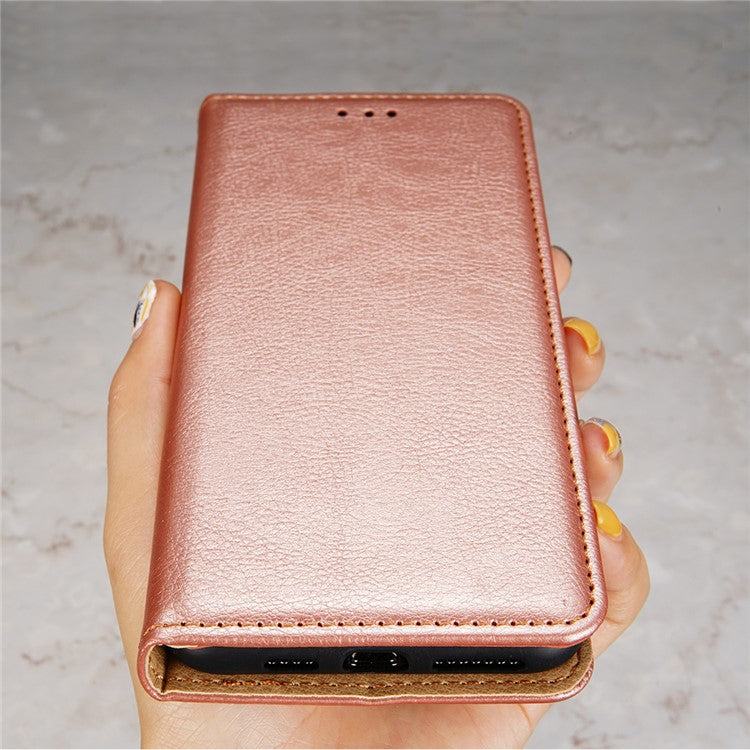 PU Leather Phone Case Wallet for vivo iQOO Z7 5G , Stand Design Magnetic Closing Anti-drop Phone Cover - Rose Gold