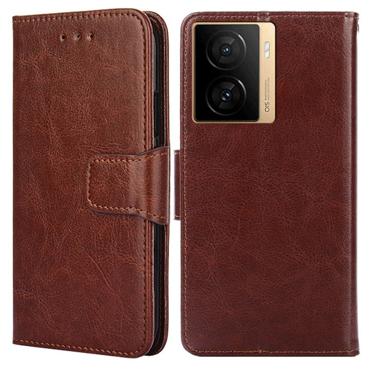 For vivo iQOO Z7 5G Leather Wallet Phone Case Shockproof Folding Stand Cover - Brown