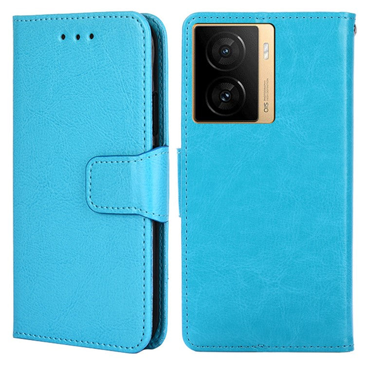 For vivo iQOO Z7 5G Leather Wallet Phone Case Shockproof Folding Stand Cover - Baby Blue