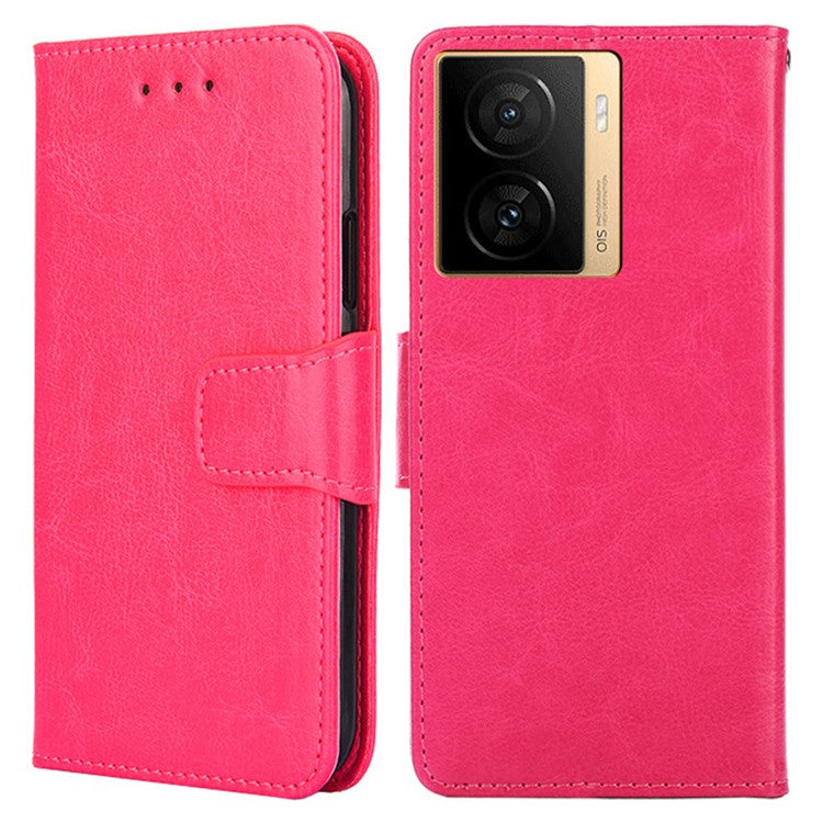 For vivo iQOO Z7 5G Leather Wallet Phone Case Shockproof Folding Stand Cover - Rose