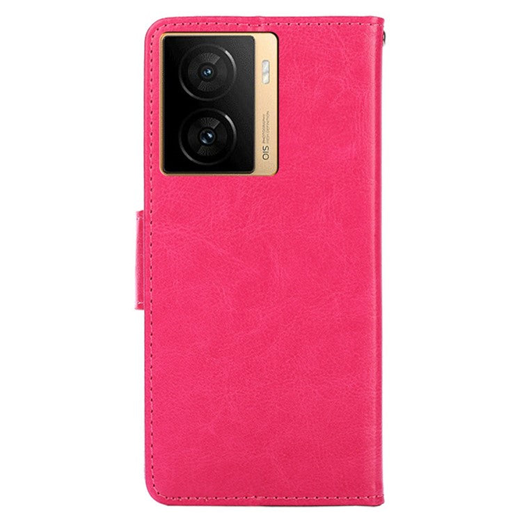 For vivo iQOO Z7 5G Leather Wallet Phone Case Shockproof Folding Stand Cover - Rose