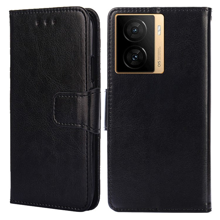 For vivo iQOO Z7 5G Leather Wallet Phone Case Shockproof Folding Stand Cover - Black