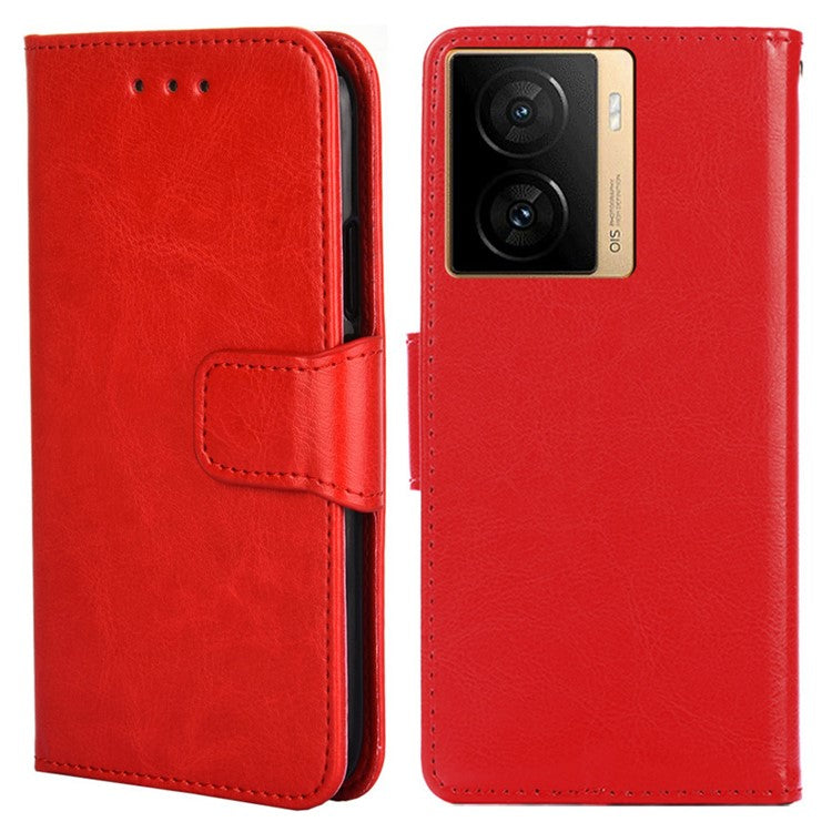 For vivo iQOO Z7 5G Leather Wallet Phone Case Shockproof Folding Stand Cover - Red