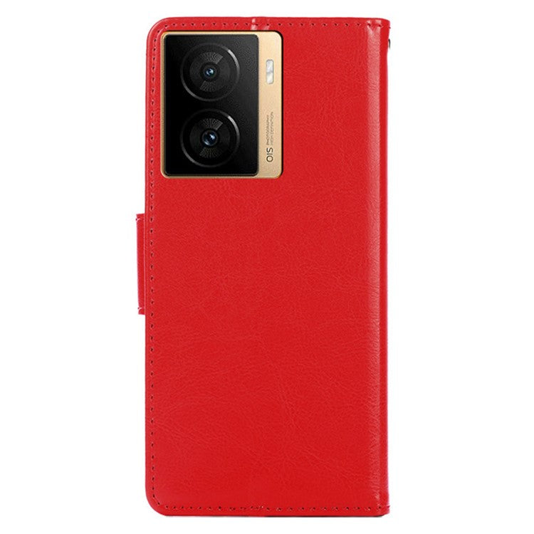 For vivo iQOO Z7 5G Leather Wallet Phone Case Shockproof Folding Stand Cover - Red