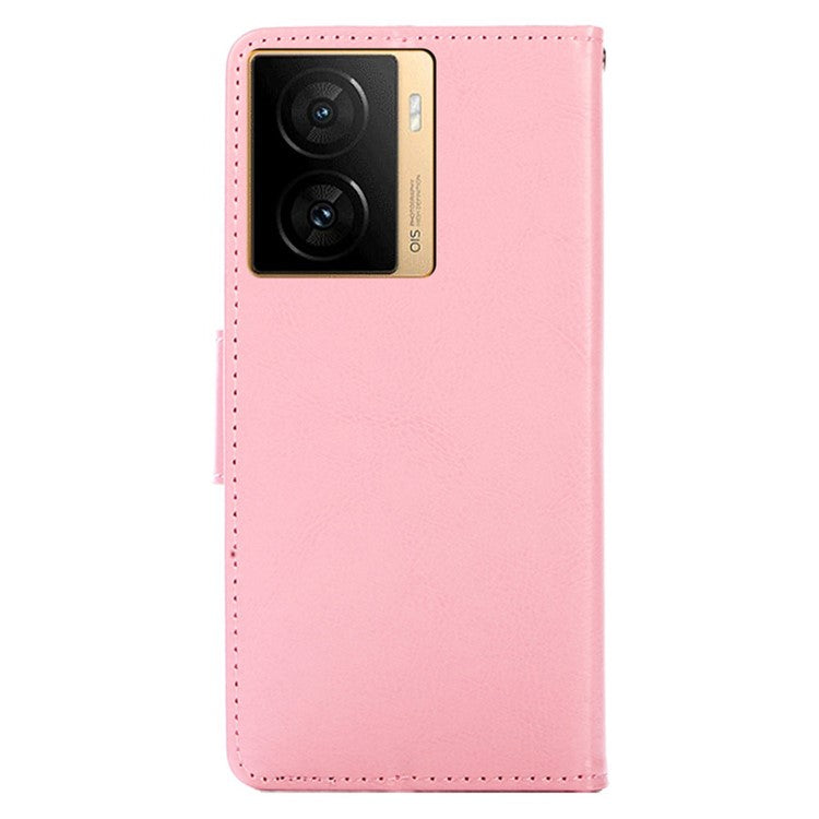 For vivo iQOO Z7 5G Leather Wallet Phone Case Shockproof Folding Stand Cover - Pink