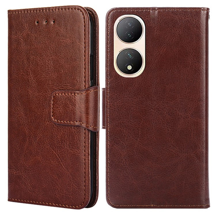 For vivo Y100 5G Shockproof Folding Stand Cover Leather Wallet Phone Case - Brown