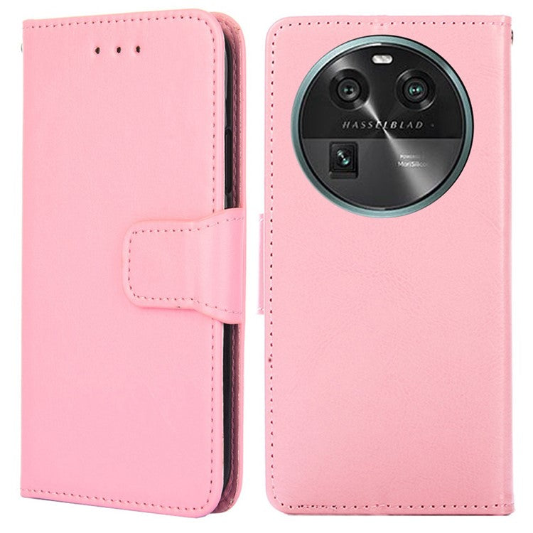 Shockproof Case for Oppo Find X6 Leather Flip Cover Anti-Drop Wallet Phone Case with Stand - Pink