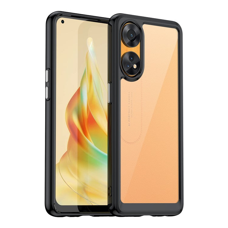 Slim-Fit Phone Cover for Oppo Reno8 T 4G , Phone Protector Anti-Dust TPU+Acrylic Cover - Black