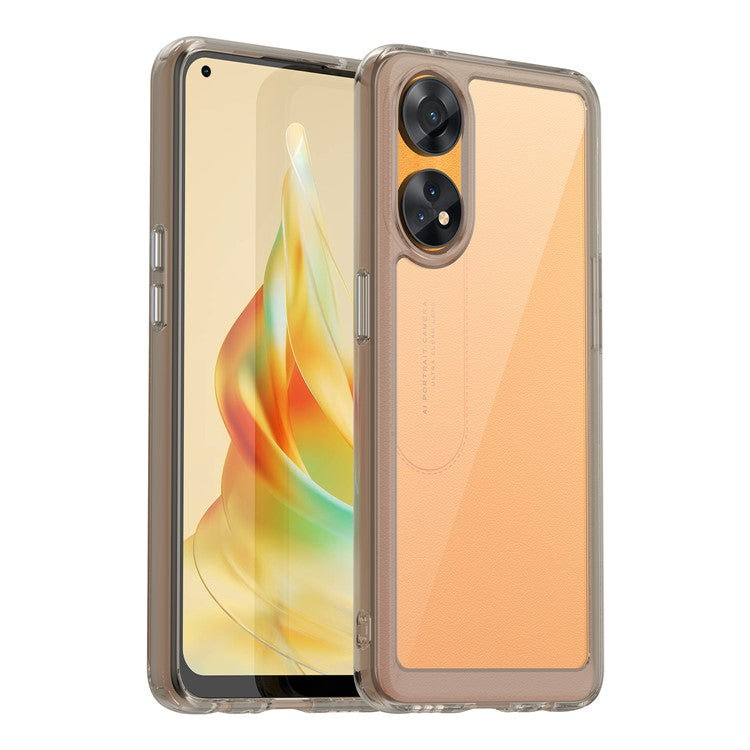 Slim-Fit Phone Cover for Oppo Reno8 T 4G , Phone Protector Anti-Dust TPU+Acrylic Cover - Transparent Grey