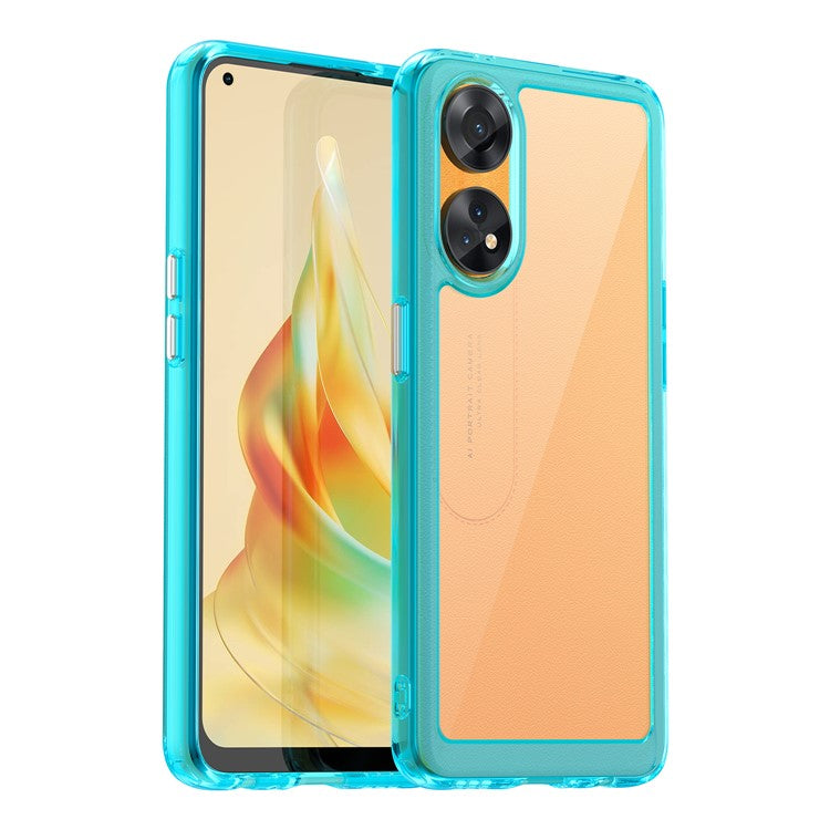 Slim-Fit Phone Cover for Oppo Reno8 T 4G , Phone Protector Anti-Dust TPU+Acrylic Cover - Transparent Blue