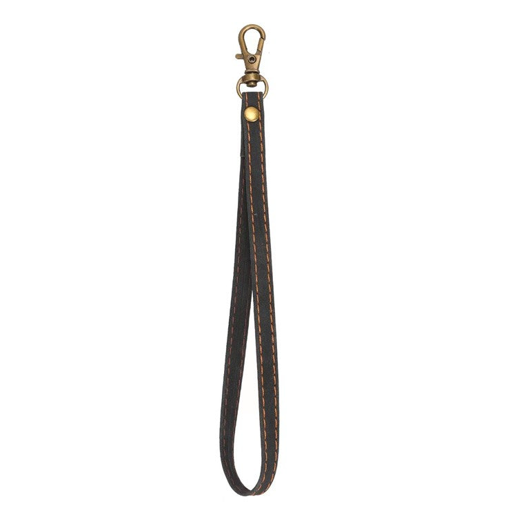 Phone Lanyard Hand Strap for Leather Case, PU Leather+Metal Phone Wrist Strap - Black