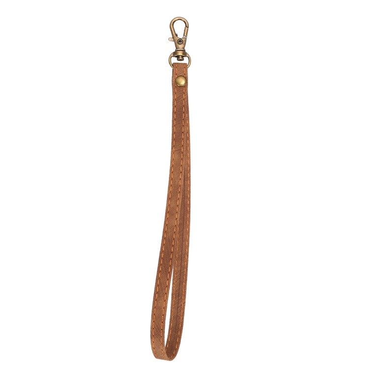 Phone Lanyard Hand Strap for Leather Case, PU Leather+Metal Phone Wrist Strap - Brown