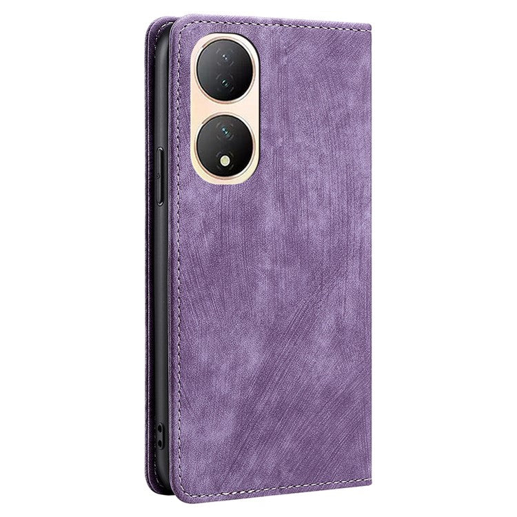 For vivo Y100 5G Shockproof PU Leather Stand Wallet RFID Blocking Phone Case Flip Cover - Purple