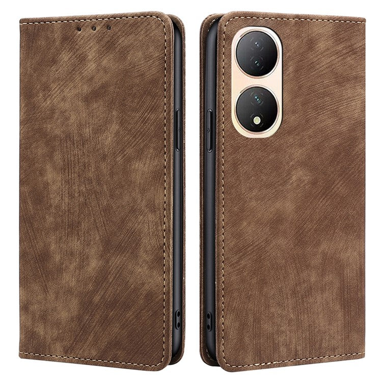 For vivo Y100 5G Shockproof PU Leather Stand Wallet RFID Blocking Phone Case Flip Cover - Brown