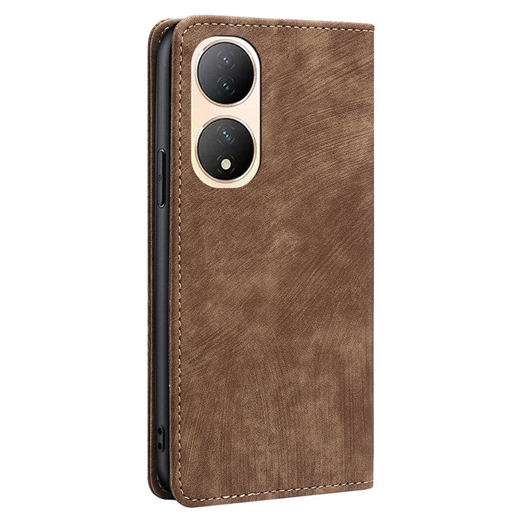 For vivo Y100 5G Shockproof PU Leather Stand Wallet RFID Blocking Phone Case Flip Cover - Brown