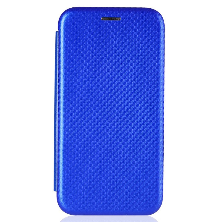 For vivo Y77 5G Carbon Fiber Texture Leather Phone Case Cover with Stand Card Holder - Blue