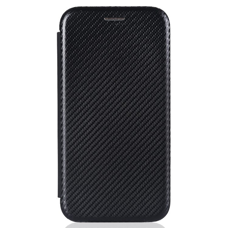 For vivo Y77 5G Carbon Fiber Texture Leather Phone Case Cover with Stand Card Holder - Black