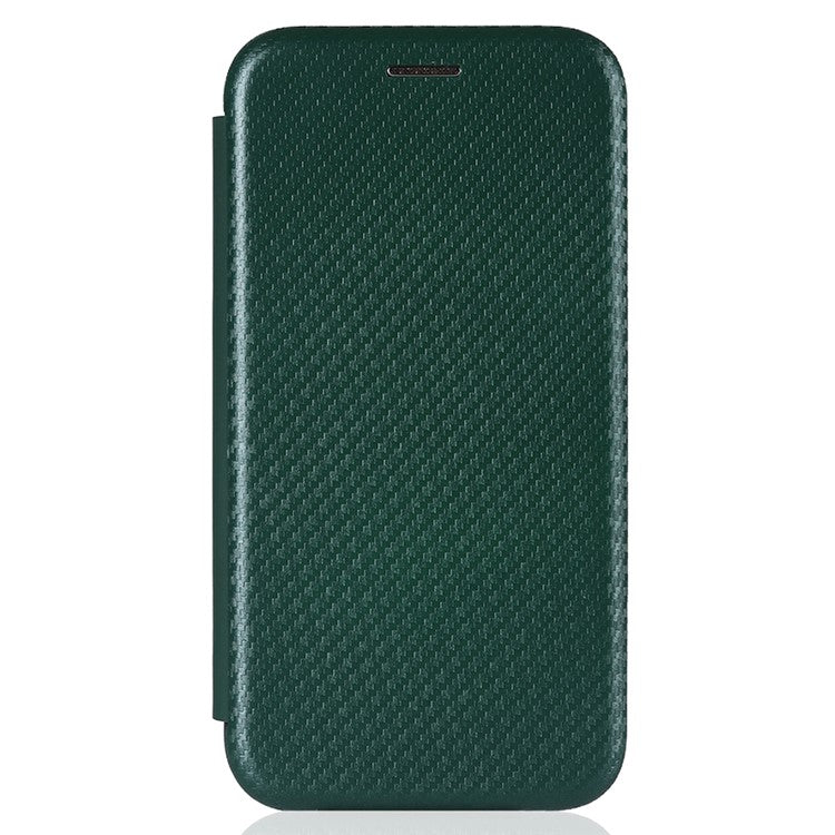 For vivo Y77 5G Carbon Fiber Texture Leather Phone Case Cover with Stand Card Holder - Green