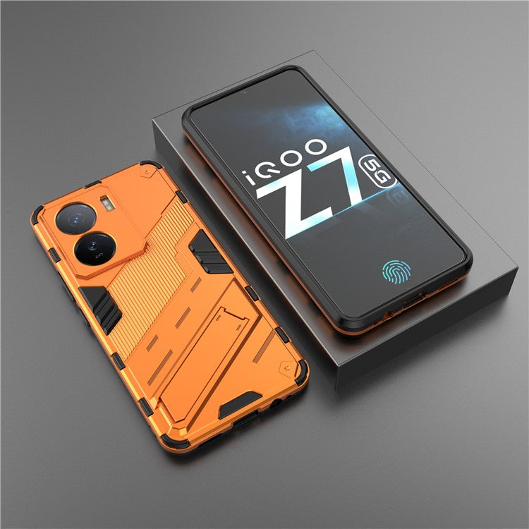 For vivo iQOO Z7 5G Shockproof Kickstand Case TPU+PC Double Protection Phone Cover - Orange