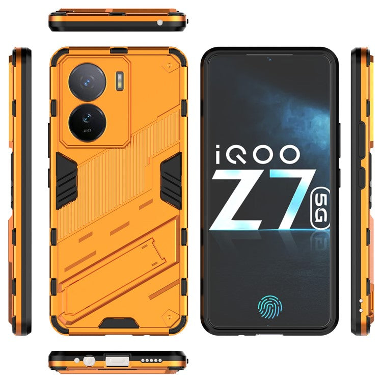 For vivo iQOO Z7 5G Shockproof Kickstand Case TPU+PC Double Protection Phone Cover - Orange