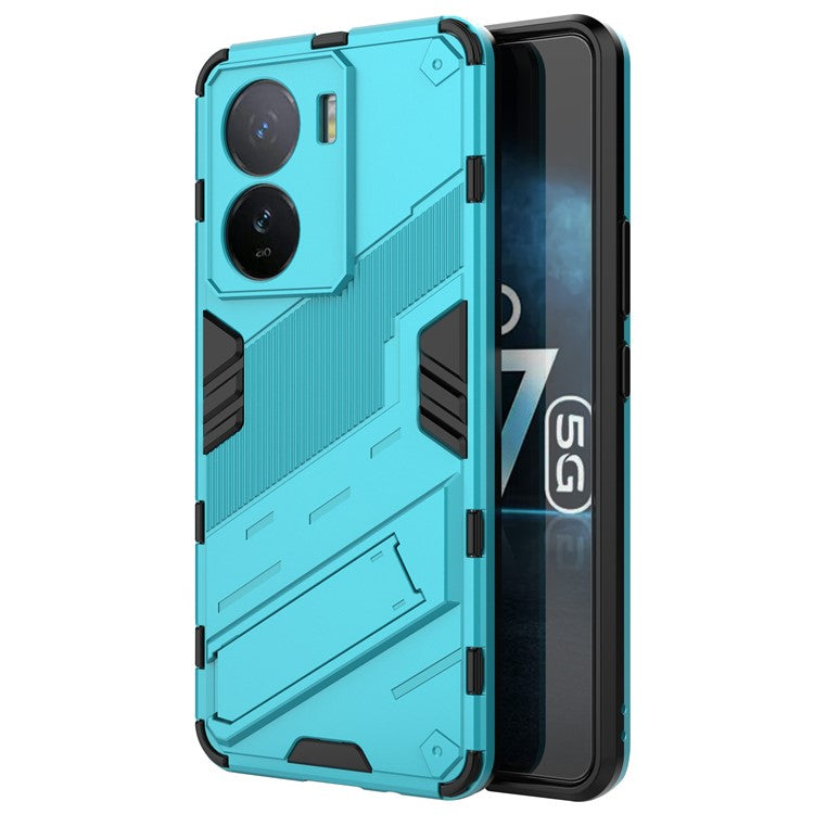 For vivo iQOO Z7 5G Shockproof Kickstand Case TPU+PC Double Protection Phone Cover - Baby Blue