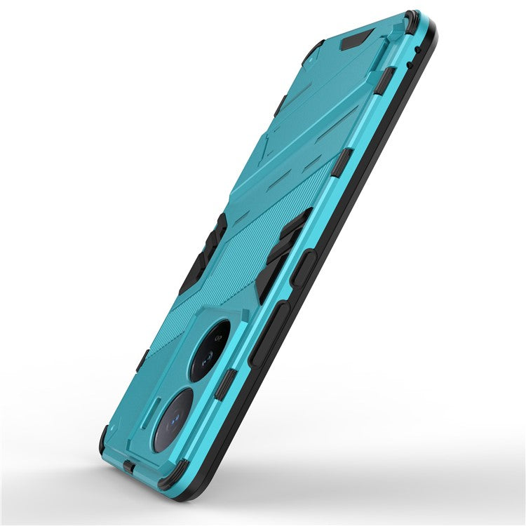 For vivo iQOO Z7 5G Shockproof Kickstand Case TPU+PC Double Protection Phone Cover - Baby Blue