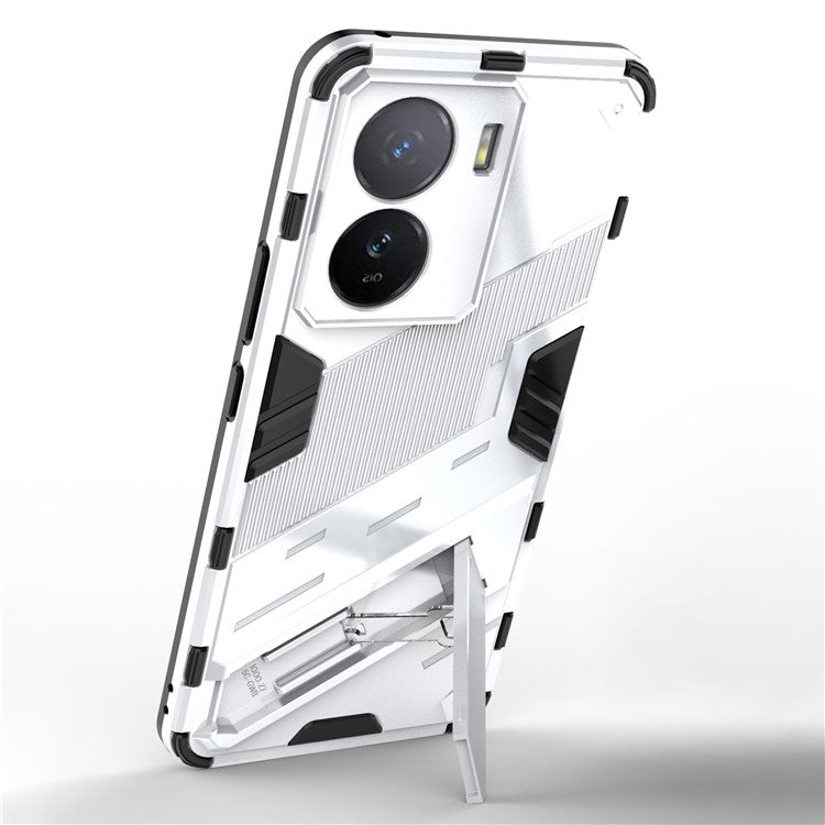 For vivo iQOO Z7 5G Shockproof Kickstand Case TPU+PC Double Protection Phone Cover - White