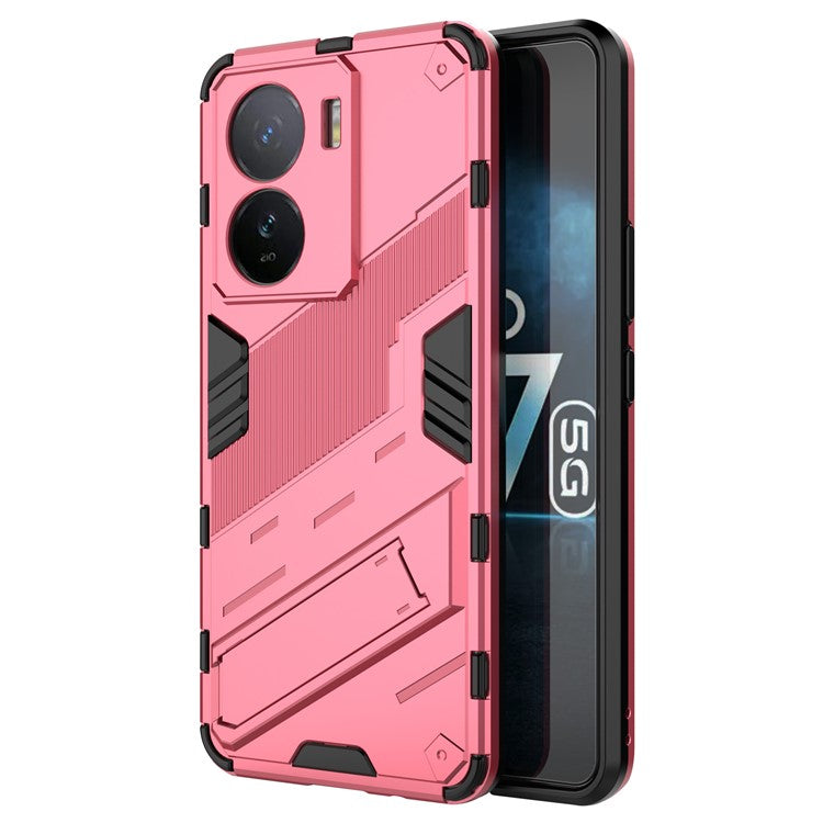 For vivo iQOO Z7 5G Shockproof Kickstand Case TPU+PC Double Protection Phone Cover - Rose