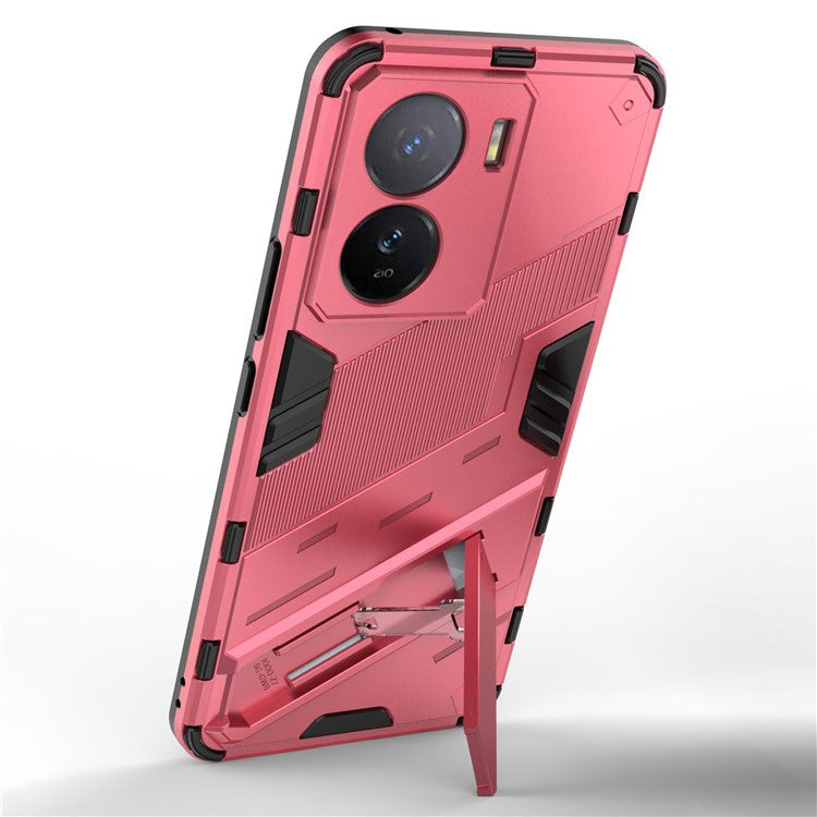 For vivo iQOO Z7 5G Shockproof Kickstand Case TPU+PC Double Protection Phone Cover - Rose